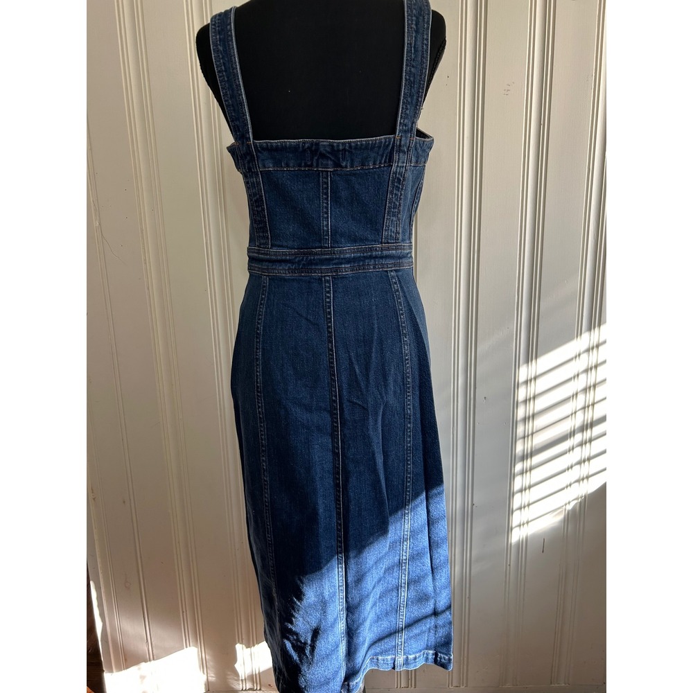 Madewell Denim Sz 8 Jean Button Midi Overall Jumper Cowgirl Cottagecore Dress - Picture 7 of 11